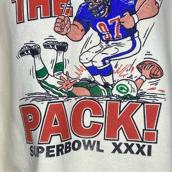 Lee Heavyweight M Cream Sack The Pack Superbowl XXXI Men’s Graphic Sweatshirt - Picture 4 of 12